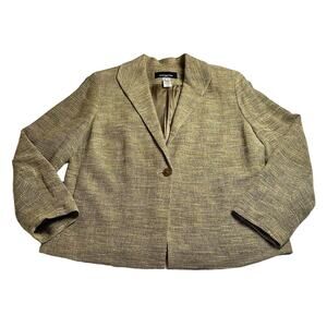 Jones New York Women’s Multicolor Tweed Linen Blend Blazer Pockets Button Sz 14W